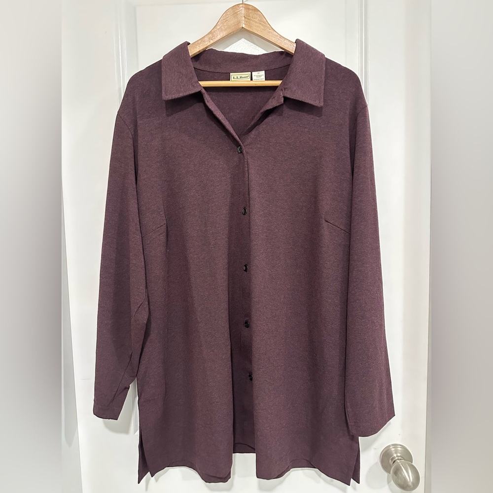 L.L. Bean Dark Purple Long Sleeve Button Up Shirt Women’s 2X